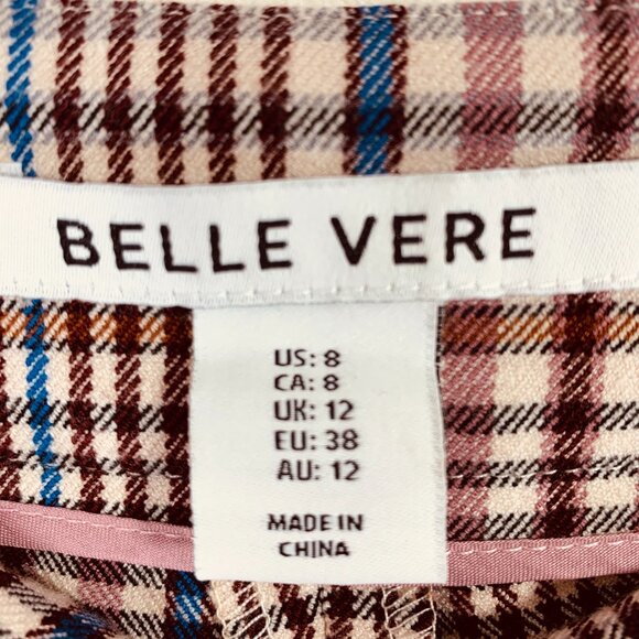 Belle Vere pull on Plaid High Rise Wide Leg Cropped Flat Front pants size 8 - Picture 2 of 16